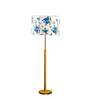 Devansh Multi cotton Drum shade with   floor lamp with wood base .-