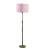 Devansh Multi cotton Drum shade with   floor lamp with wood base .-