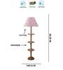 Devansh Multi cotton Drum shade with   floor lamp with wood base .-
