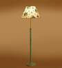 Devansh Multi cotton Drum shade with   floor lamp with wood base .-