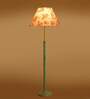 Devansh Multi cotton Drum shade with   floor lamp with wood base .-