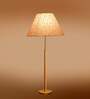 Devansh Multi cotton Drum shade with   floor lamp with wood base .-