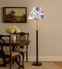 Devansh Multi cotton Drum shade with   floor lamp with wood base .-