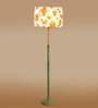 Devansh Multi cotton Drum shade with   floor lamp with wood base .-