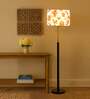 Devansh Multi cotton Drum shade with   floor lamp with wood base .-