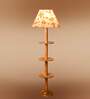 Devansh Multi cotton Drum shade with   floor lamp with wood base .-