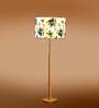 Devansh Multi cotton Drum shade with   floor lamp with wood base .-