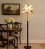 Devansh Multi cotton Drum shade with   floor lamp with wood base .-
