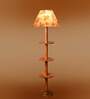 Devansh Multi cotton Drum shade with   floor lamp with wood base .-