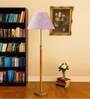 Devansh Multi cotton Drum shade with   floor lamp with wood base .-