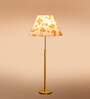 Devansh Multi cotton Drum shade with   floor lamp with wood base .-