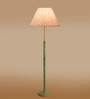 Devansh Multi cotton Drum shade with   floor lamp with wood base .-