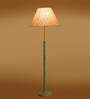 Devansh Multi cotton Drum shade with   floor lamp with wood base .-