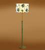 Devansh Multi cotton Drum shade with   floor lamp with wood base .-