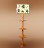 Devansh Multi cotton Drum shade with   floor lamp with wood base