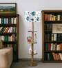 Devansh Multi cotton Drum shade with   floor lamp with wood base