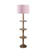 Devansh Multi cotton Drum shade with   floor lamp with wood base