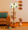 Devansh Multi cotton Drum shade with   floor lamp with wood base