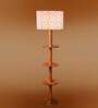 Devansh Multi cotton Drum shade with   floor lamp with wood base