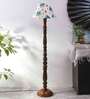 Multicolor cotton Conical wooden floor lamp