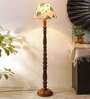 Multicolor cotton Conical wooden floor lamp