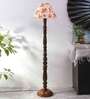 Multicolor cotton Conical wooden floor lamp