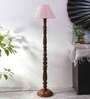 Multicolor cotton Conical wooden floor lamp