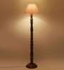 Multicolor cotton Conical wooden floor lamp