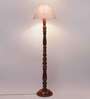 Multicolor cotton Conical wooden floor lamp
