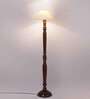 off white coolie cotton Wooden floor lamp