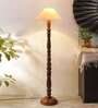 off white coolie cotton Wooden floor lamp