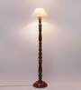 off white coolie cotton Wooden floor lamp
