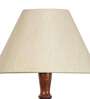 off  white cotton conical wooden floor lamp