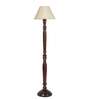off  white cotton conical wooden floor lamp