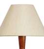 off white cotton conical wooden floor lamp
