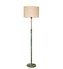 Devansh off-white cotton Drum shade with   floor lamp with wood base .-