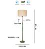Devansh off-white cotton Drum shade with   floor lamp with wood base .-