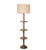 Devansh off-white cotton Drum shade with   floor lamp with wood base