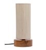 Smokey Khadi Cotton Shade Table Lamp With Wood Base