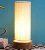 Smokey Khadi Cotton Shade Table Lamp With Wood Base