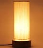 Smokey Khadi Cotton Shade Table Lamp With Wood Base