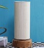 Smokey Khadi Cotton Shade Table Lamp With Wood Base
