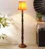 Orange Cotton Wooden floor Lamp