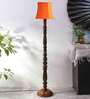 Orange Cotton Wooden floor Lamp