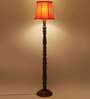 Orange Cotton Wooden floor Lamp