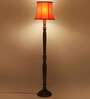 Orange Cotton Wooden floor Lamp