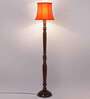 Orange Cotton Wooden floor Lamp