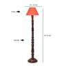 Orange cotton conical wooden floor lamp