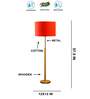 Devansh Orange cotton Drum shade with   floor lamp with wood base .-
