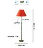 Devansh Orange cotton Drum shade with   floor lamp with wood base .-